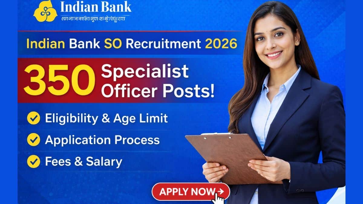 Indian Bank SO Recruitment 2026 Notification – 350 Vacancies Apply Now Online
