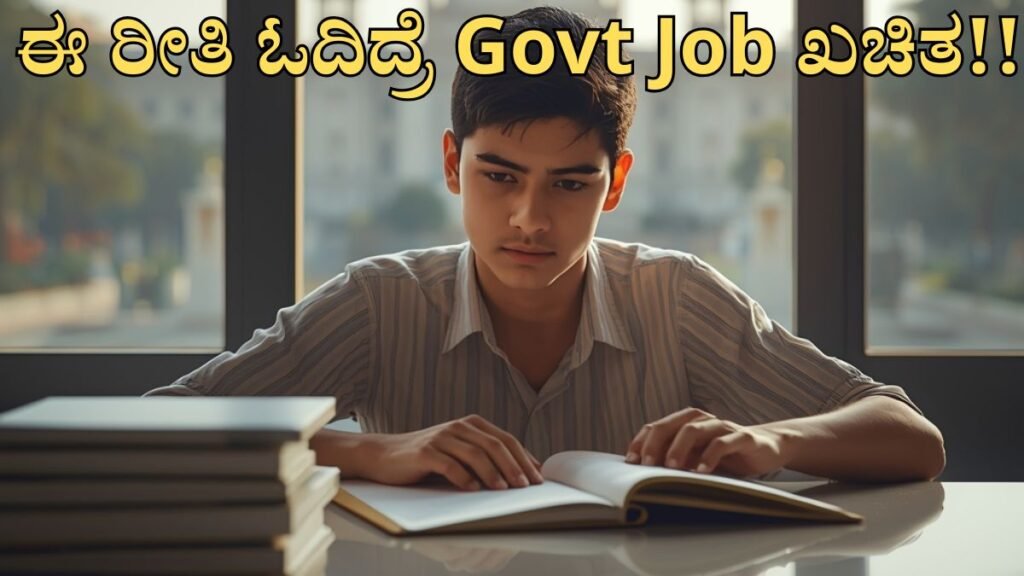 “ಭಾರತದಲ್ಲಿ ಸರ್ಕಾರಿ ಉದ್ಯೋಗ ಪಡೆಯಲು ಓದುತ್ತಿರುವ ವಿದ್ಯಾರ್ಥಿಯ ಚಿತ್ರ, UPSC SSC preparation concept”