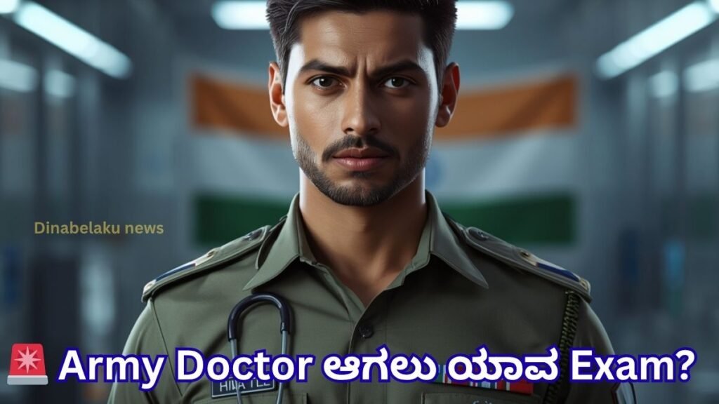 Indian Army Medical Officer in military uniform standing inside a modern hospital with stethoscope, patriotic healthcare theme, realistic doctor portrait, NEET and medical officer career concept, army doctor career guidance image, Indian medical student motivation, government medical officer recruitment concept, high quality cinematic healthcare background.