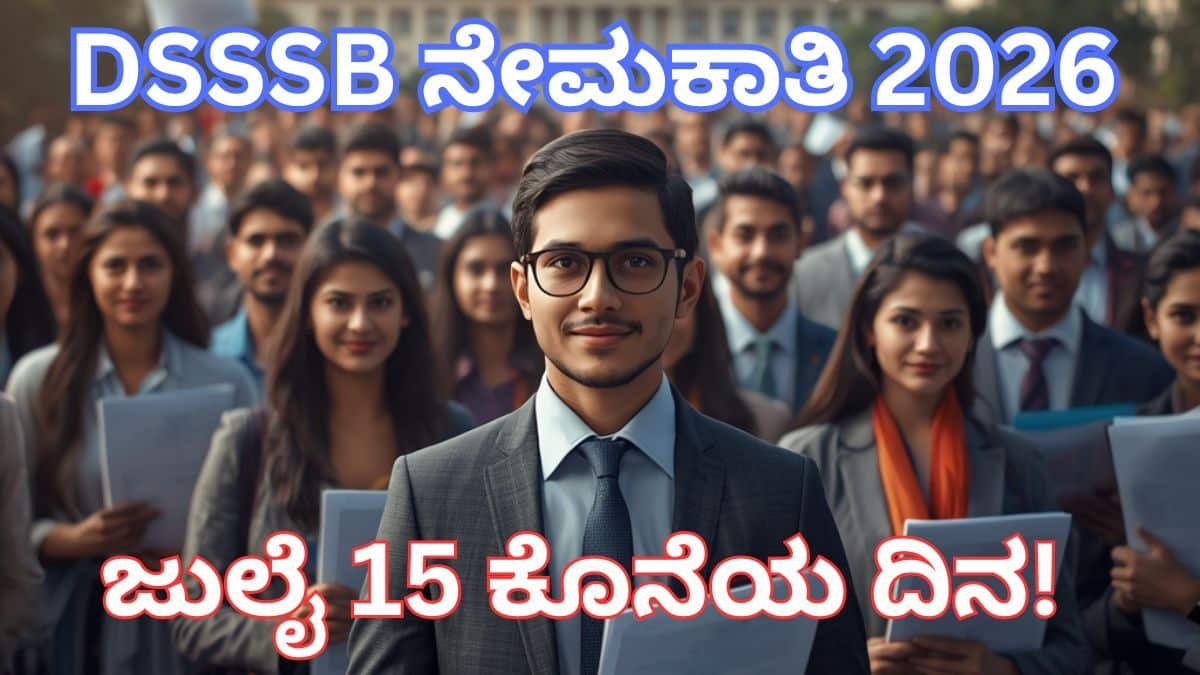 DSSSB Recruitment 2026 notification with government job applicants, teaching and technical vacancies, salary up to 1 lakh rupees.