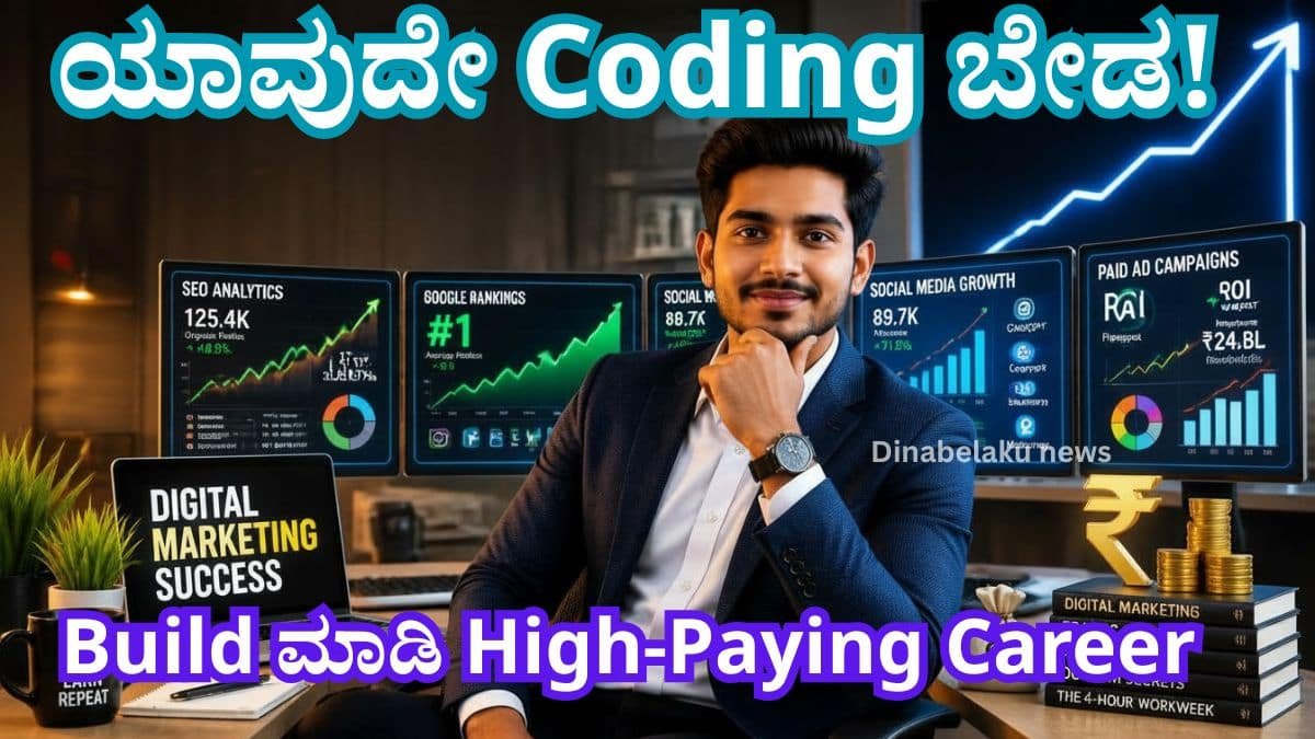 Digital Marketing Career Guide 2026 in Kannada with salary, skills, job opportunities, SEO, AI tools and career growth roadmap