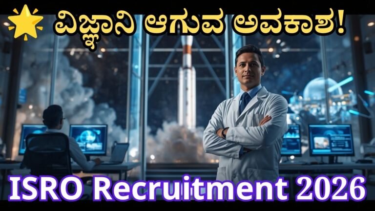 ISRO Scientist Engineer Recruitment 2026 ನಲ್ಲಿ 92 ವಿಜ್ಞಾನಿ ಮತ್ತು ಎಂಜಿನಿಯರ್ ಹುದ್ದೆಗಳ ನೇಮಕಾತಿ ಮಾಹಿತಿ, ಸರ್ಕಾರಿ ಉದ್ಯೋಗ ಅವಕಾಶ ಮತ್ತು ರಾಕೆಟ್ ಉಡಾವಣೆಯ ಹಿನ್ನೆಲೆಯ ಚಿತ್ರ