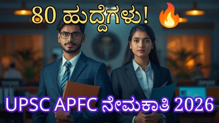 UPSC EPFO APFC Recruitment 2026 – 80 Assistant Provident Fund Commissioner ಹುದ್ದೆಗಳ ನೇಮಕಾತಿ
